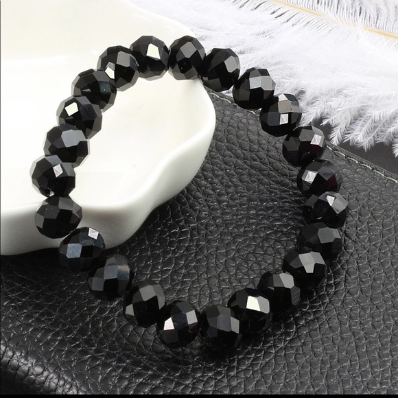 Other - NEW BLACK FACETED STONE MENS BRACELET